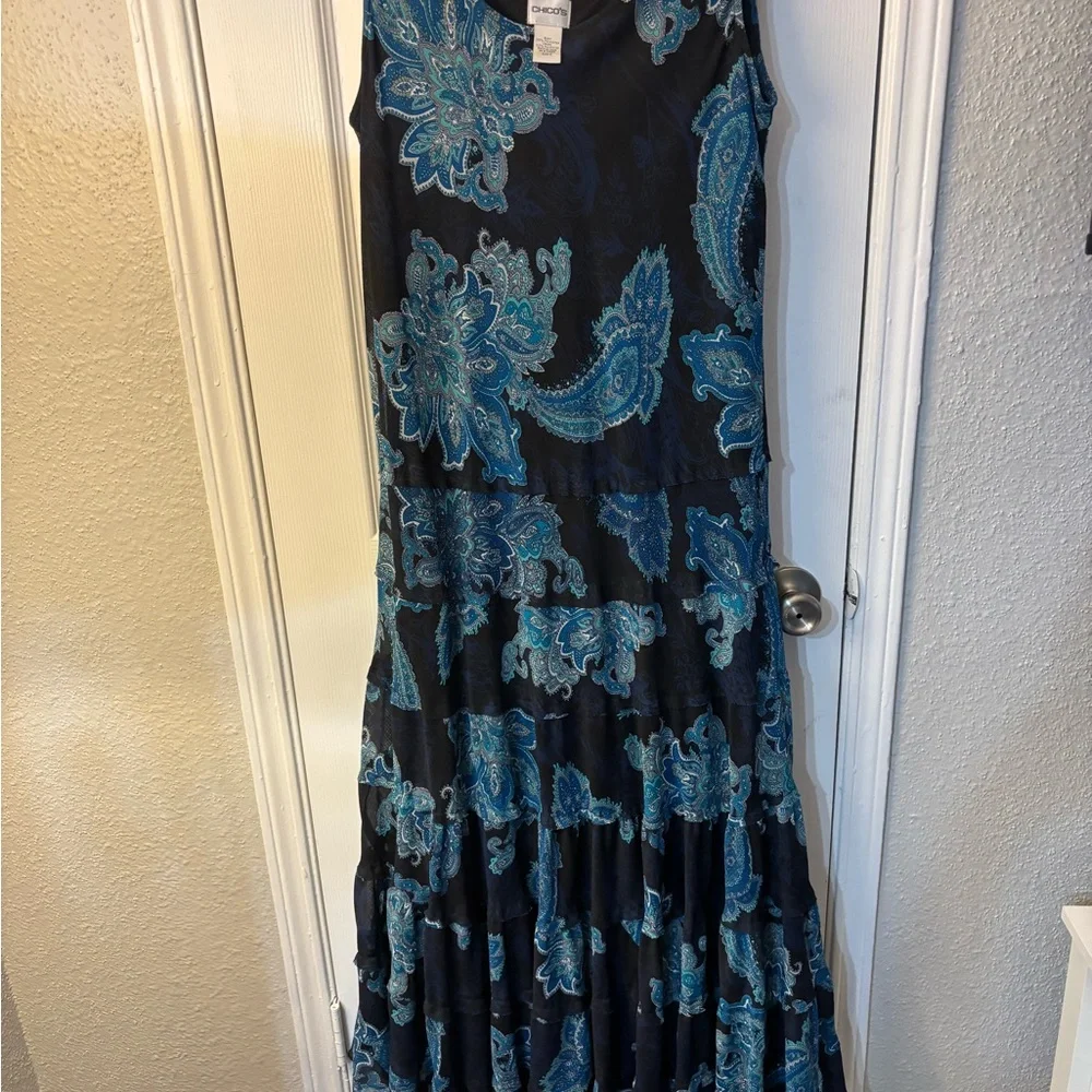 Chico's Black and Blue Patterned Maxi Dress - Picture 4 of 7